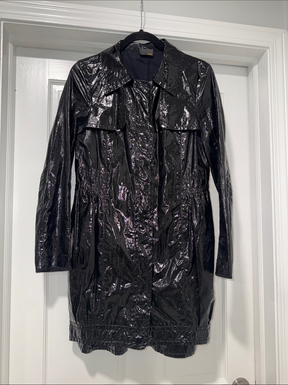 Fendi Black Patent Trench Coat authentic